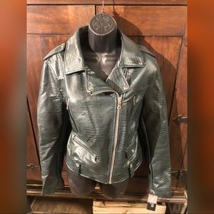 NWT Guess Croc Embossed Faux Leather Jacket